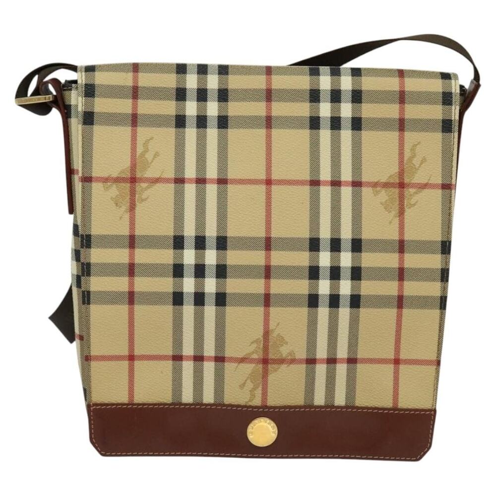 Burberry Nova Check Coated Canvas Shoulder Bag Beige